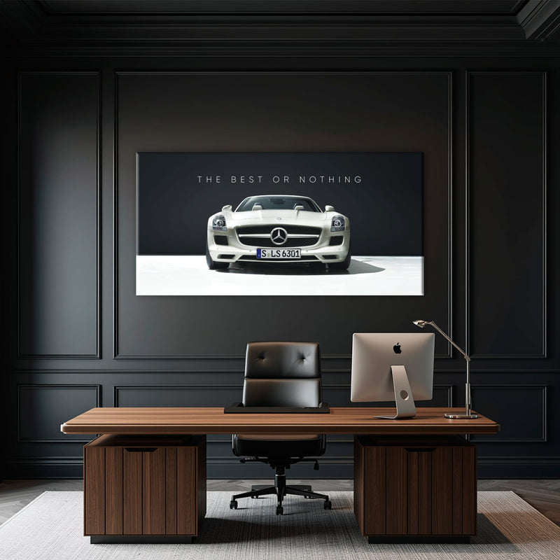 White Mercedes-Benz SLS AMG Best or Nothing Wall Art Canvas Print Cars