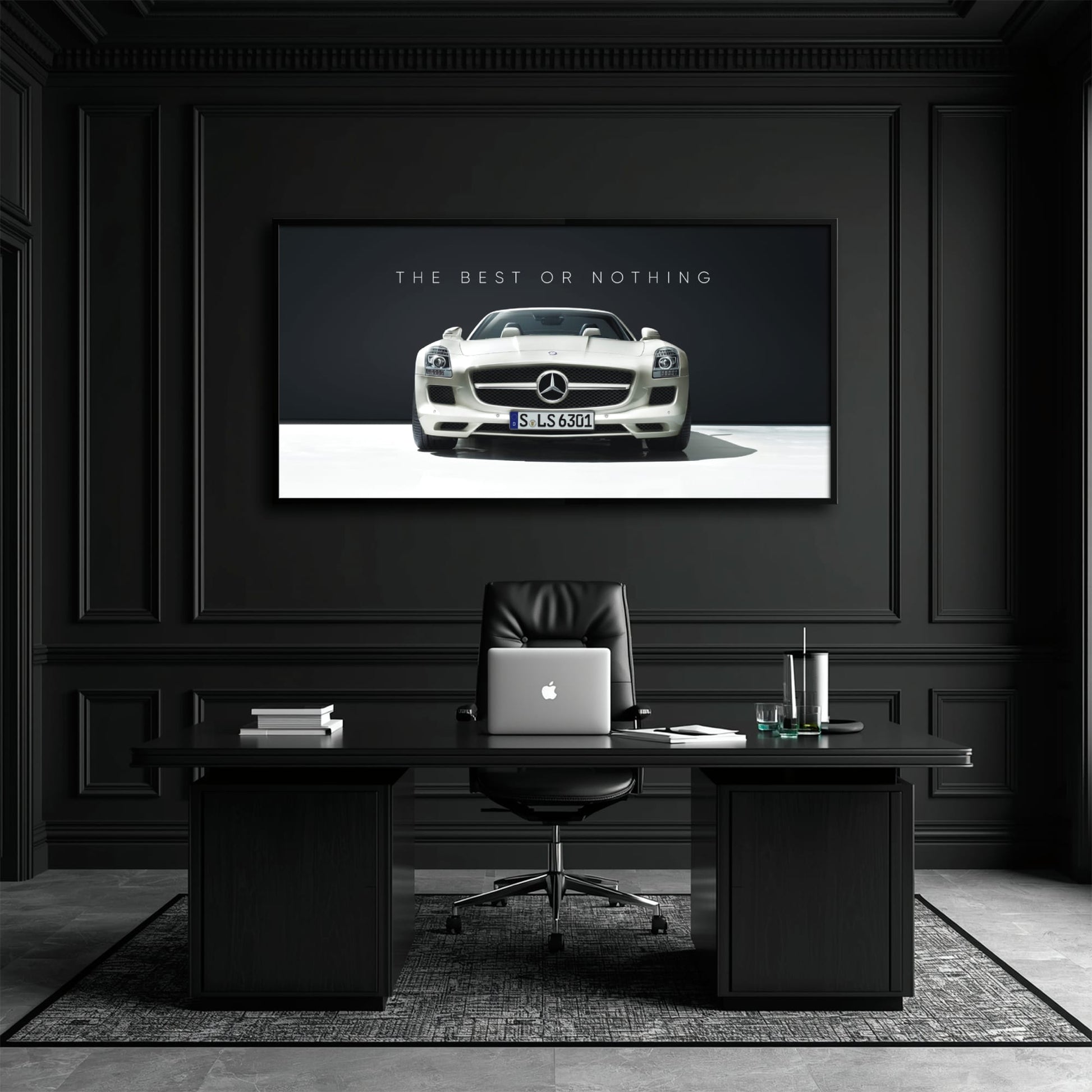 White Mercedes-Benz SLS AMG Best or Nothing Wall Art Canvas Print Cars