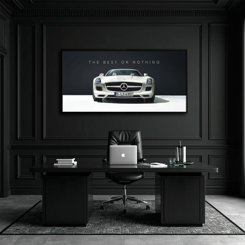 White Mercedes-Benz SLS AMG Best or Nothing Wall Art Canvas Print Cars
