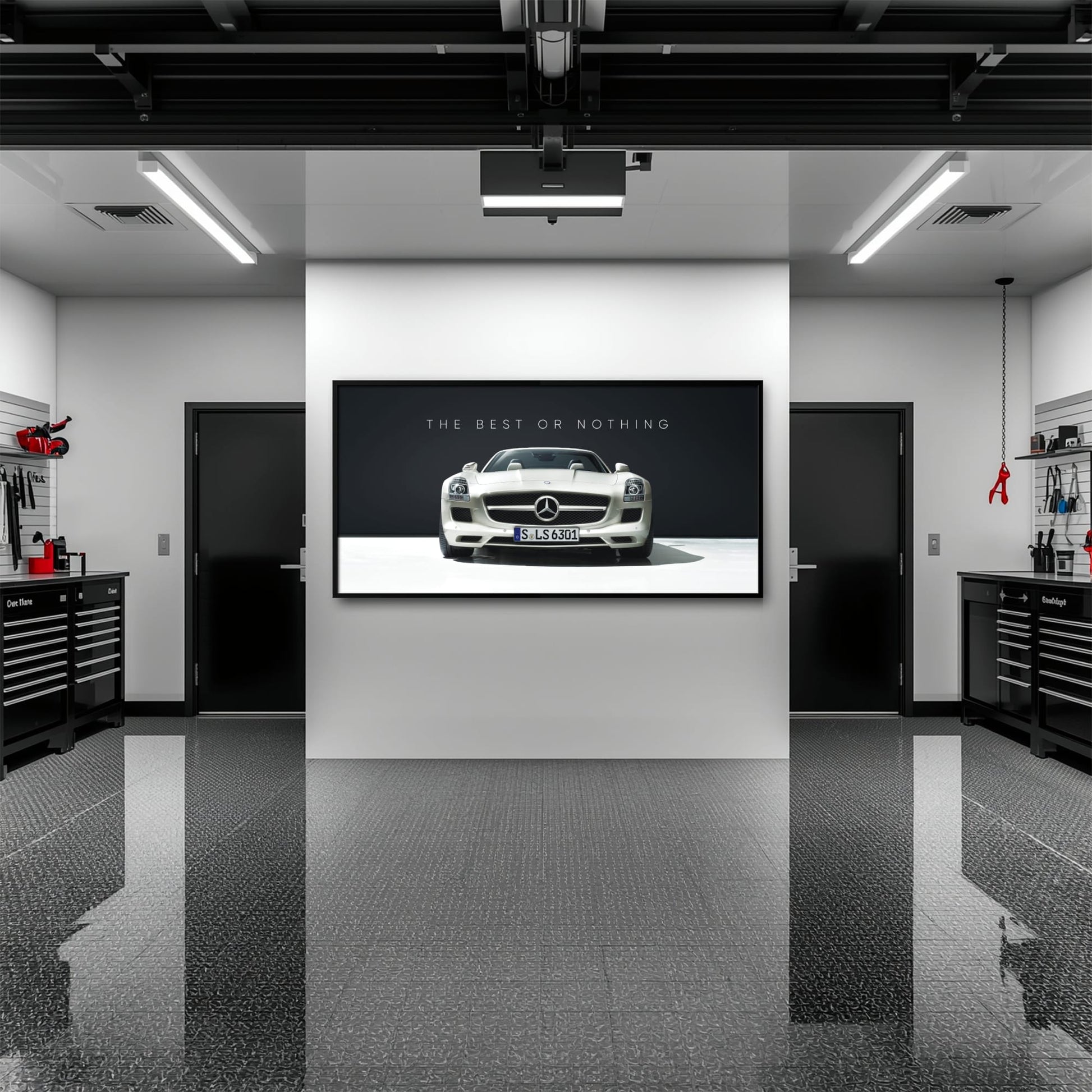 White Mercedes-Benz SLS AMG Best or Nothing Wall Art Canvas Print Cars