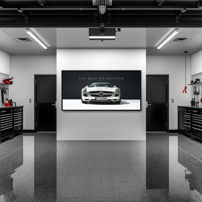 White Mercedes-Benz SLS AMG Best or Nothing Wall Art Canvas Print Cars