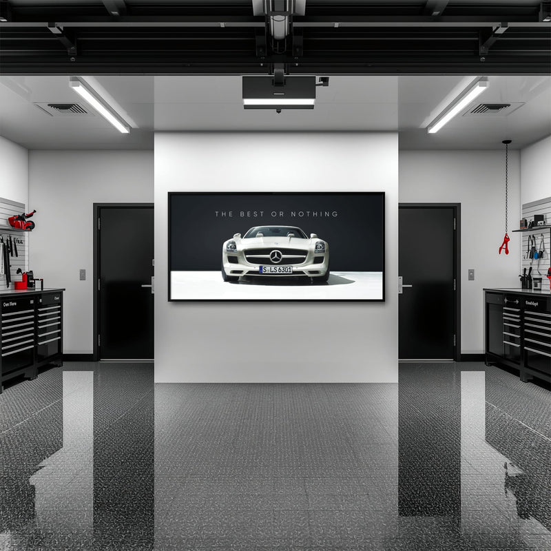 White Mercedes-Benz SLS AMG Best or Nothing Wall Art Canvas Print Cars