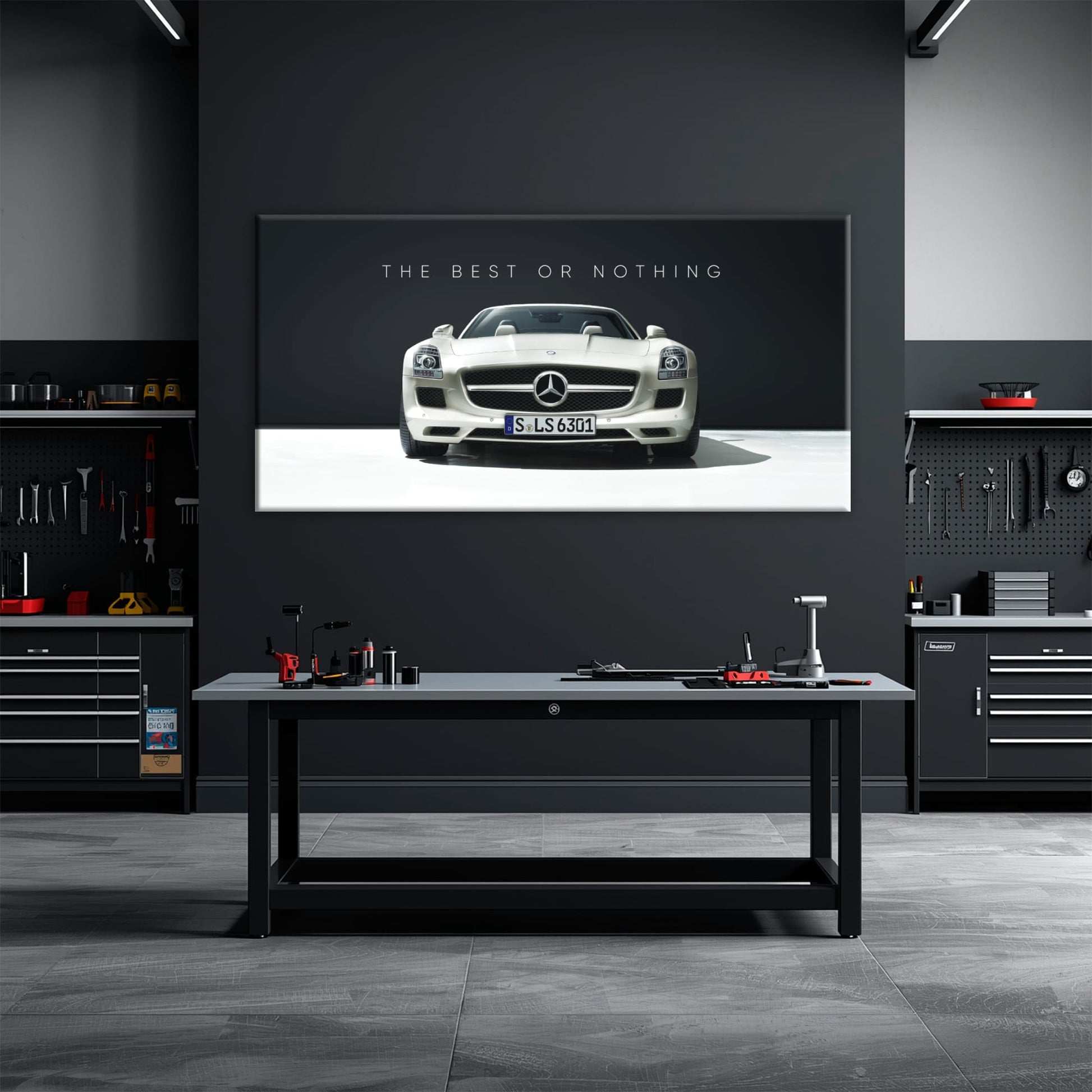White Mercedes-Benz SLS AMG Best or Nothing Wall Art Canvas Print Cars