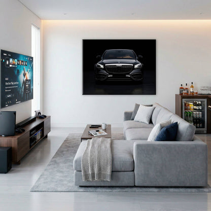 Mercedes Benz Wall Art – Black Luxury Sedan Canvas Print  Cars