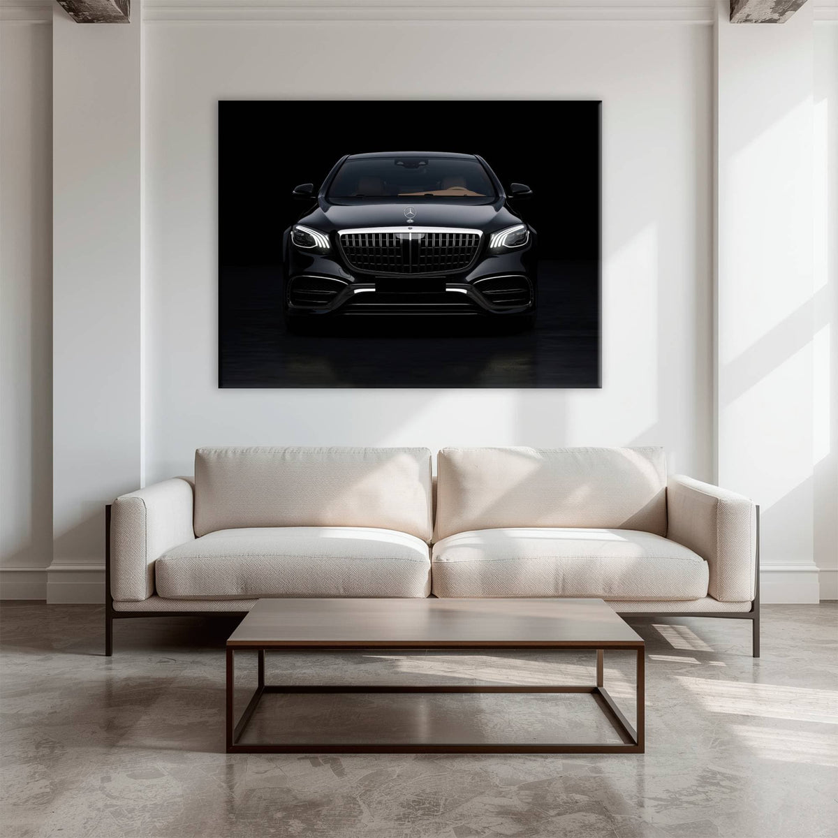 Mercedes Benz Wall Art – Black Luxury Sedan Canvas Print  Cars