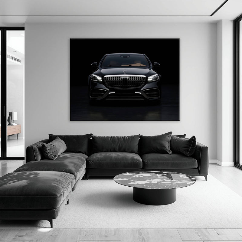 Mercedes Benz Wall Art – Black Luxury Sedan Canvas Print  Cars