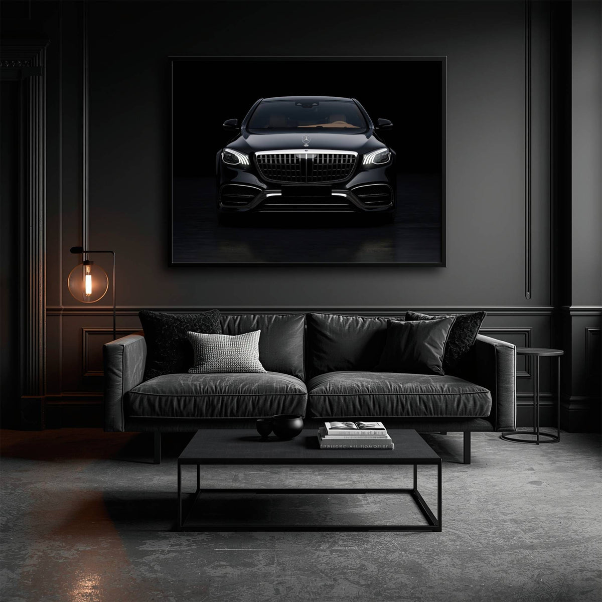 Mercedes Benz Wall Art – Black Luxury Sedan Canvas Print  Cars