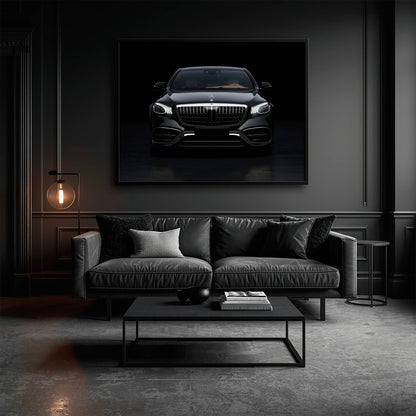 Mercedes Benz Wall Art – Black Luxury Sedan Canvas Print  Cars