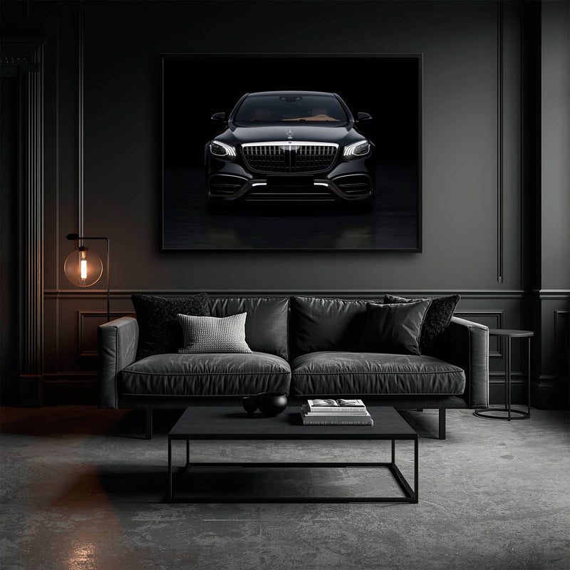 Mercedes Benz Wall Art – Black Luxury Sedan Canvas Print  Cars
