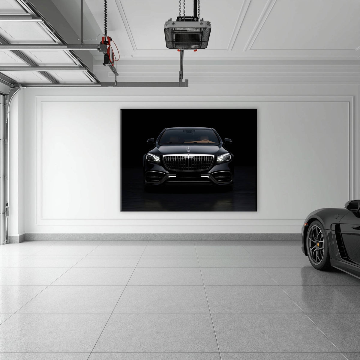 Mercedes Benz Wall Art – Black Luxury Sedan Canvas Print  Cars