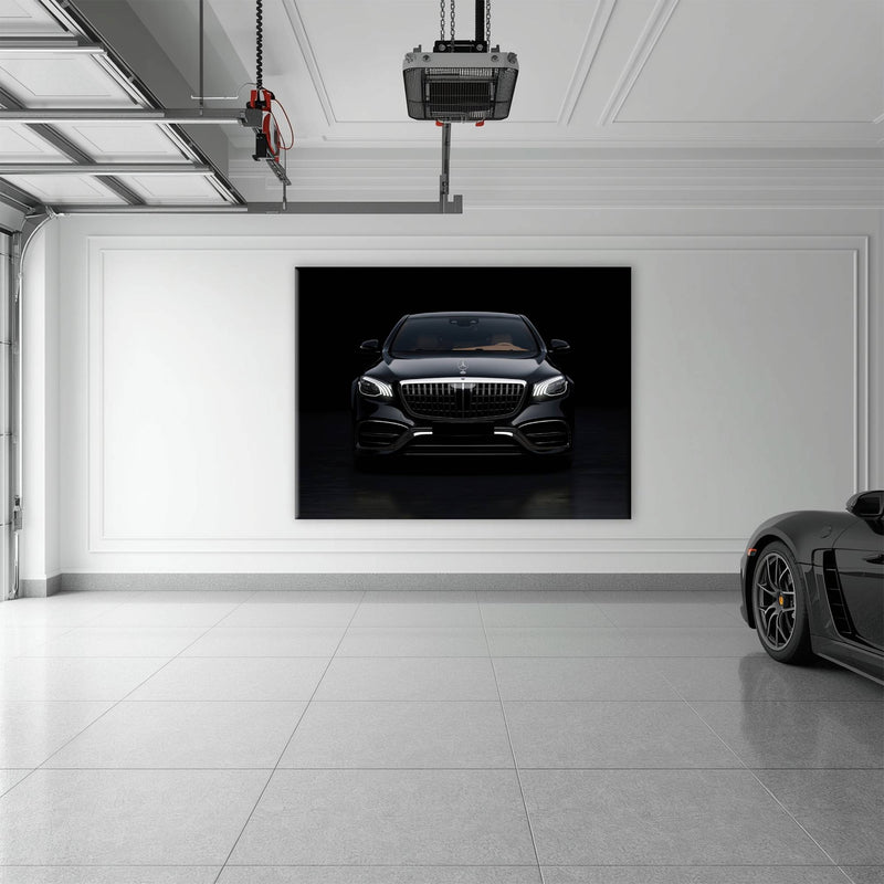 Mercedes Benz Wall Art – Black Luxury Sedan Canvas Print  Cars