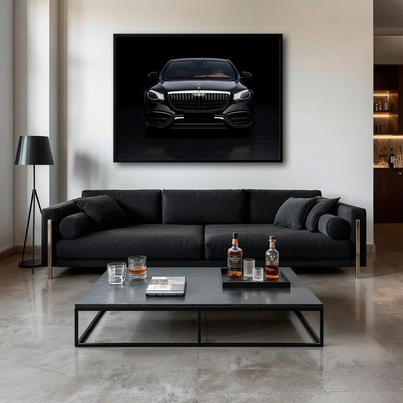 Mercedes Benz Wall Art – Black Luxury Sedan Canvas Print  Cars
