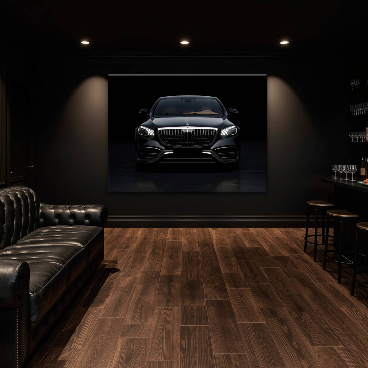 Mercedes Benz Wall Art – Black Luxury Sedan Canvas Print  Cars