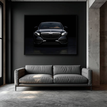 Mercedes Benz Wall Art – Black Luxury Sedan Canvas Print  Cars