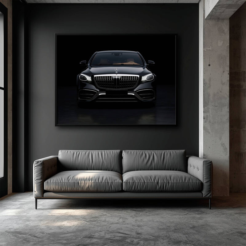 Mercedes Benz Wall Art – Black Luxury Sedan Canvas Print  Cars