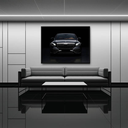 Mercedes Benz Wall Art – Black Luxury Sedan Canvas Print  Cars