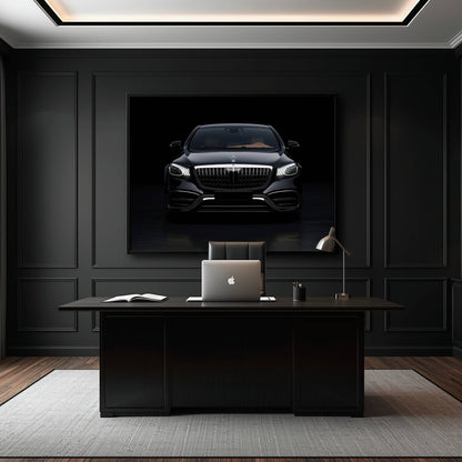 Mercedes Benz Wall Art – Black Luxury Sedan Canvas Print  Cars