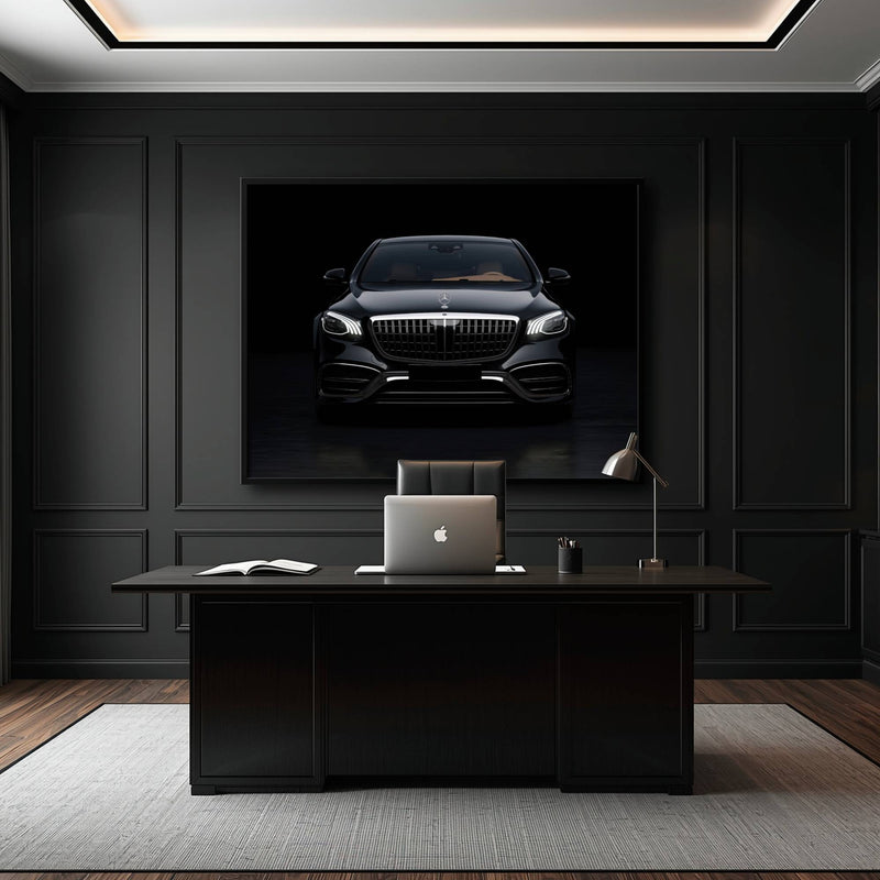 Mercedes Benz Wall Art – Black Luxury Sedan Canvas Print  Cars