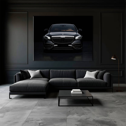 Mercedes Benz Wall Art – Black Luxury Sedan Canvas Print  Cars