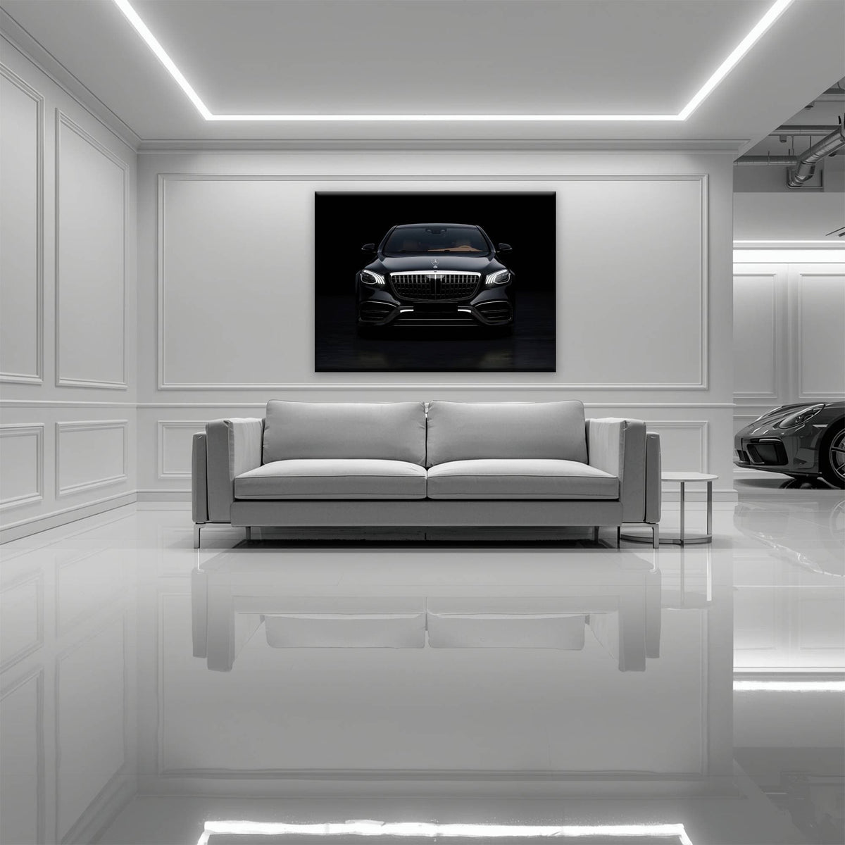Mercedes Benz Wall Art – Black Luxury Sedan Canvas Print  Cars