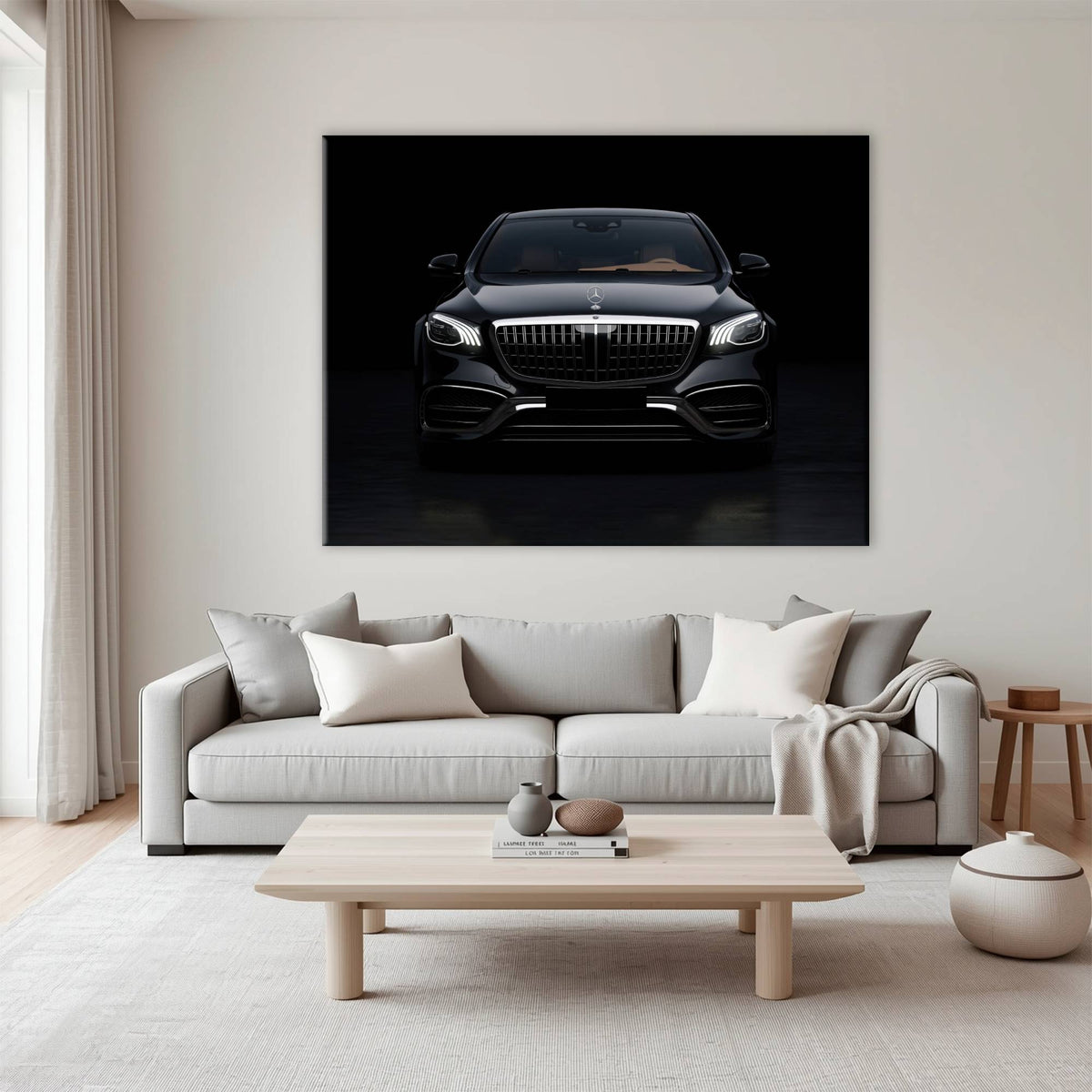 Mercedes Benz Wall Art – Black Luxury Sedan Canvas Print  Cars
