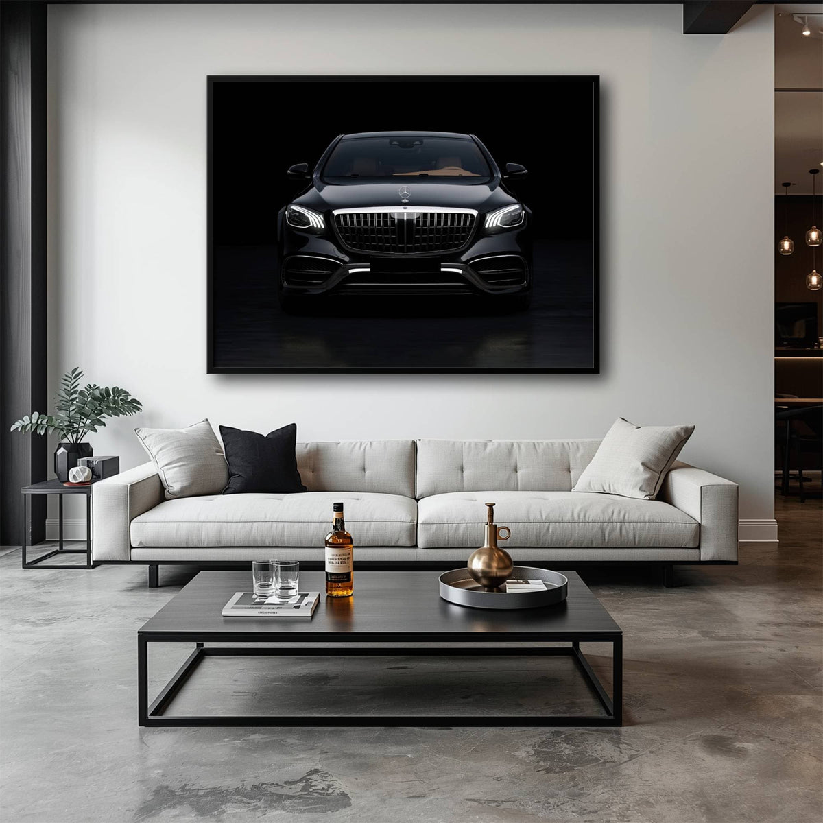 Mercedes Benz Wall Art – Black Luxury Sedan Canvas Print  Cars