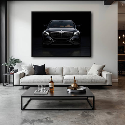 Mercedes Benz Wall Art – Black Luxury Sedan Canvas Print  Cars