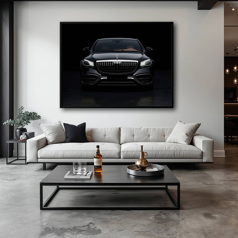 Mercedes Benz Wall Art – Black Luxury Sedan Canvas Print  Cars