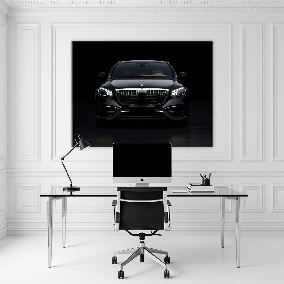 Mercedes Benz Wall Art – Black Luxury Sedan Canvas Print  Cars