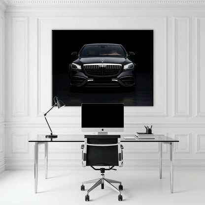 Mercedes Benz Wall Art – Black Luxury Sedan Canvas Print  Cars