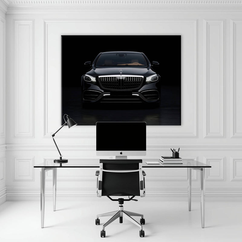 Mercedes Benz Wall Art – Black Luxury Sedan Canvas Print  Cars