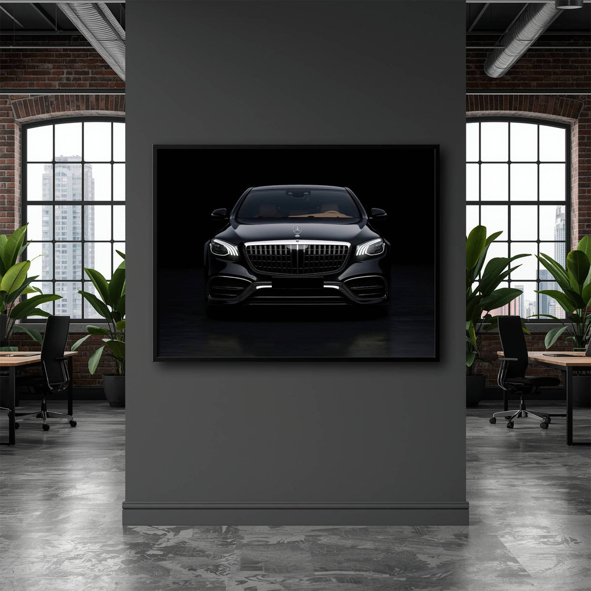 Mercedes Benz Wall Art – Black Luxury Sedan Canvas Print  Cars