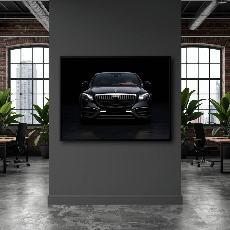 Mercedes Benz Wall Art – Black Luxury Sedan Canvas Print  Cars