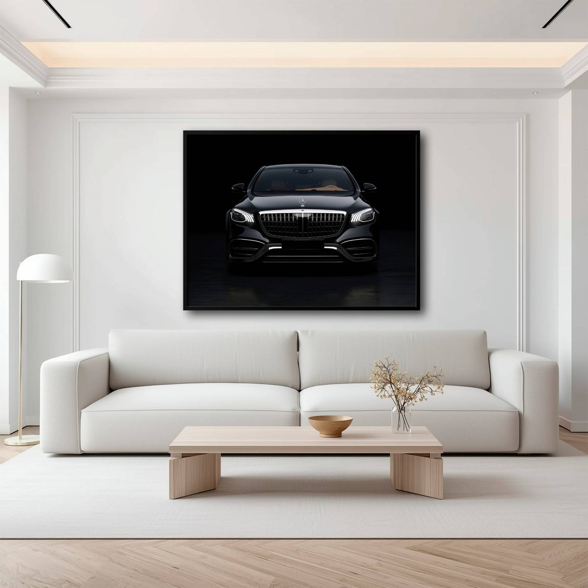 Mercedes Benz Wall Art – Black Luxury Sedan Canvas Print  Cars
