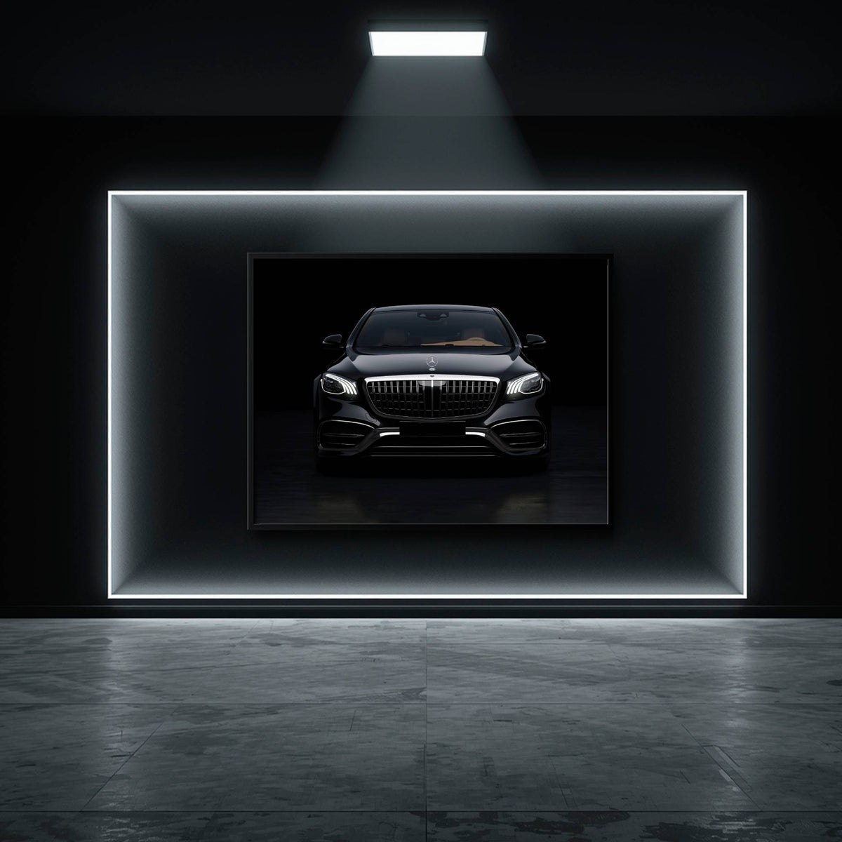 Mercedes Benz Wall Art – Black Luxury Sedan Canvas Print  Cars