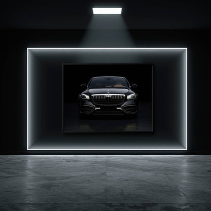 Mercedes Benz Wall Art – Black Luxury Sedan Canvas Print  Cars