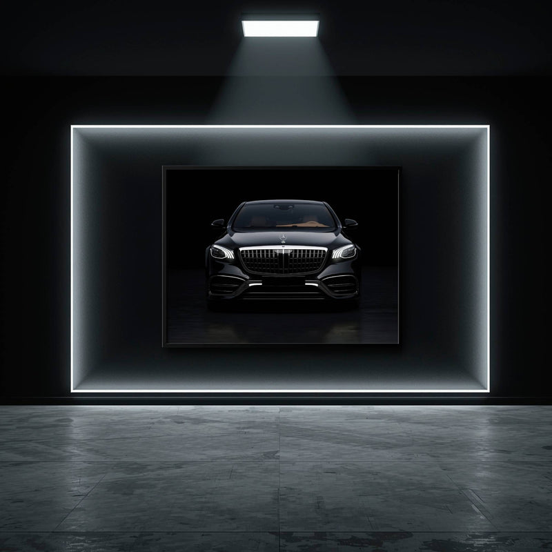 Mercedes Benz Wall Art – Black Luxury Sedan Canvas Print  Cars
