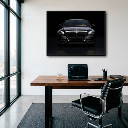 Mercedes Benz Wall Art – Black Luxury Sedan Canvas Print  Cars