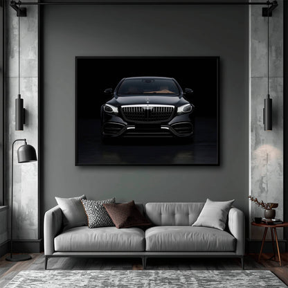 Mercedes Benz Wall Art – Black Luxury Sedan Canvas Print  Cars