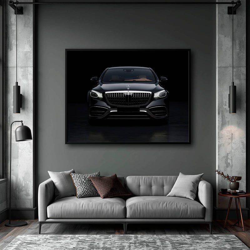 Mercedes Benz Wall Art – Black Luxury Sedan Canvas Print  Cars
