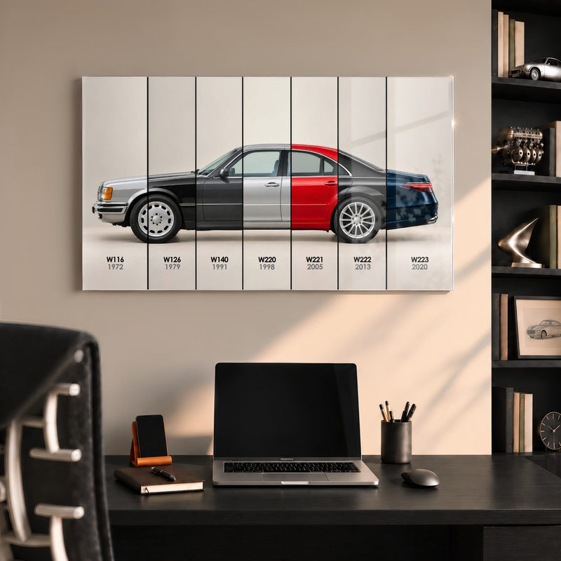 Mercedes-Benz S-Class Evolution Poster & Canvas Wall Art | Caveson Acrylic Glass / 12х24 / Without Frame Cars