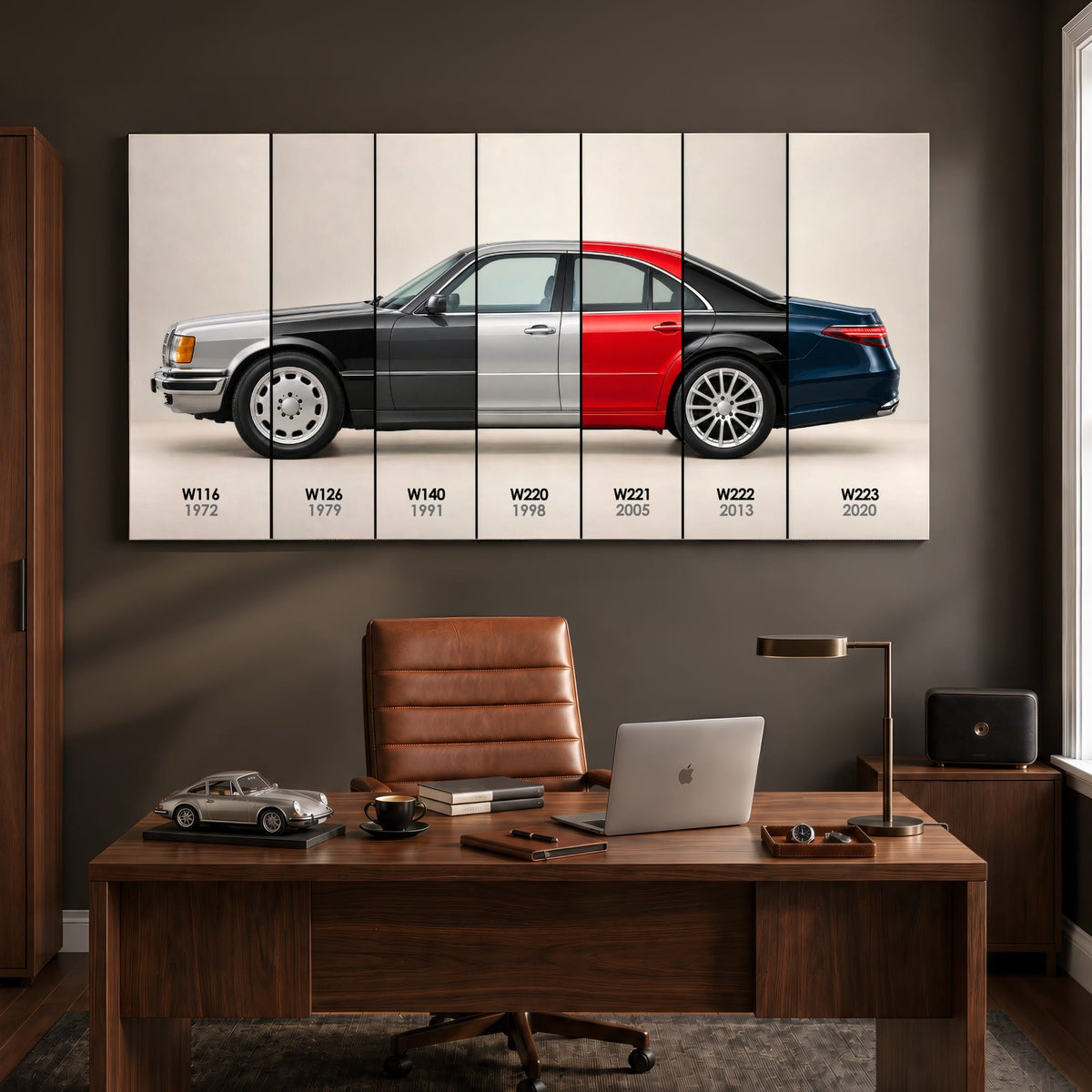 Mercedes-Benz S-Class Evolution Poster & Canvas Wall Art | Caveson Canvas / 12х24 / Gallery Wrap Cars