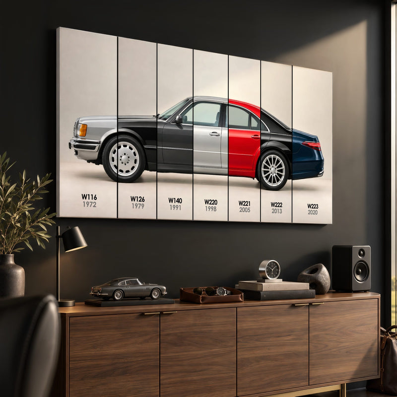 Mercedes-Benz S-Class Evolution Poster & Canvas Wall Art | Caveson Cars