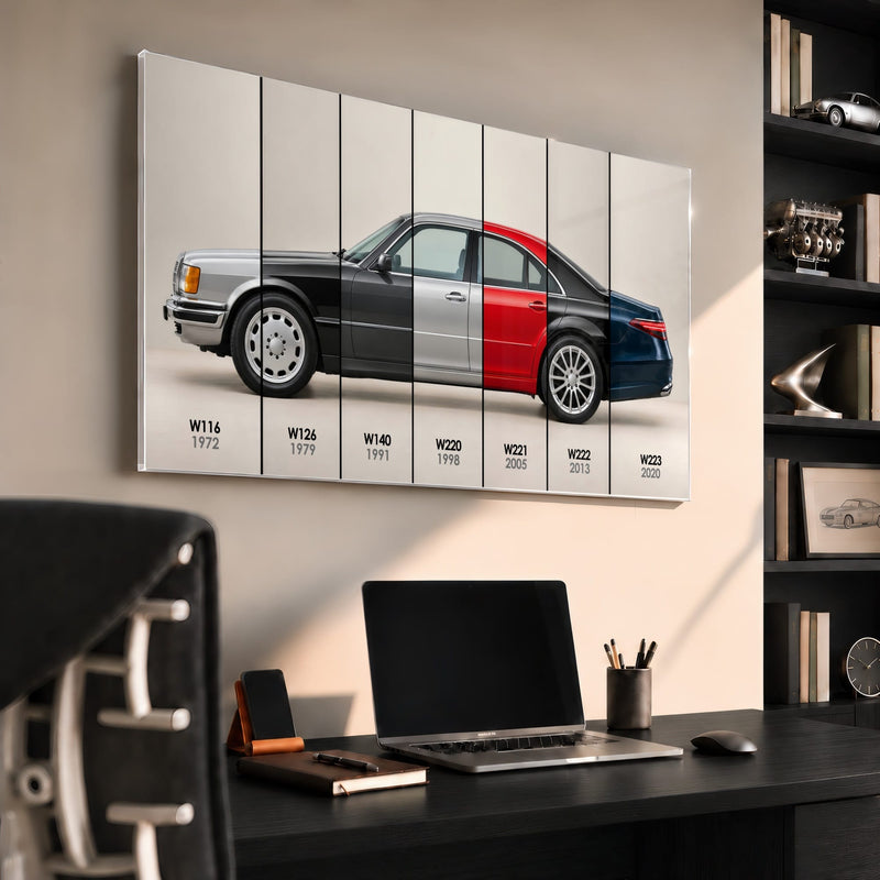 Mercedes-Benz S-Class Evolution Poster & Canvas Wall Art | Caveson Cars