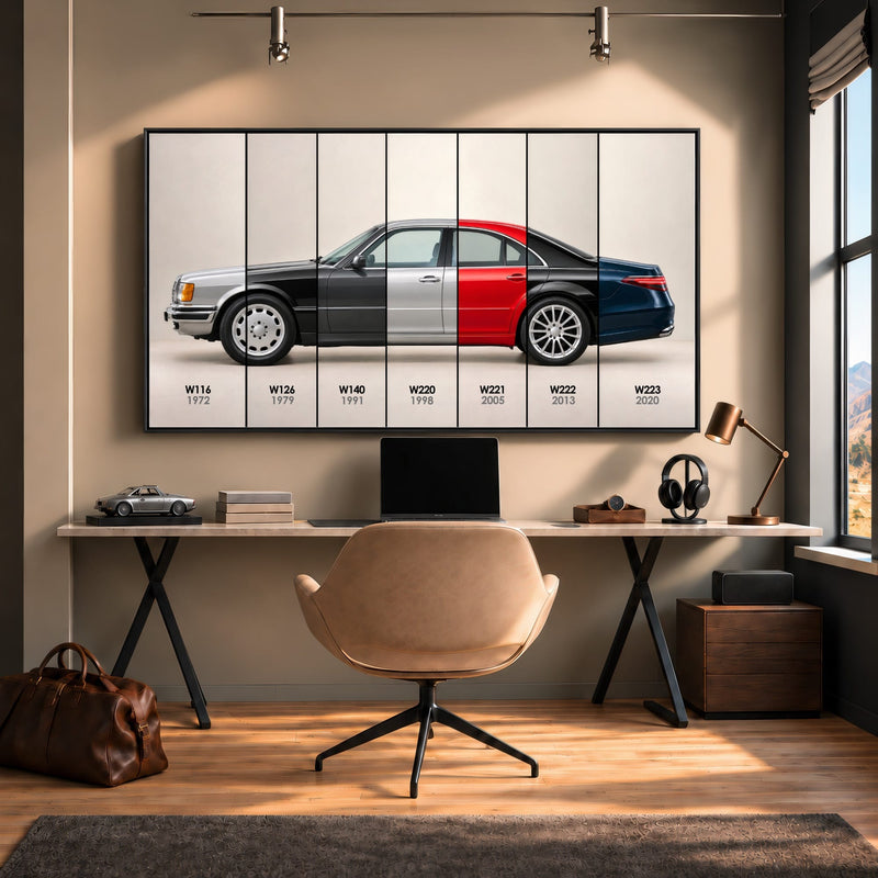 Mercedes-Benz S-Class Evolution Poster & Canvas Wall Art | Caveson Cars