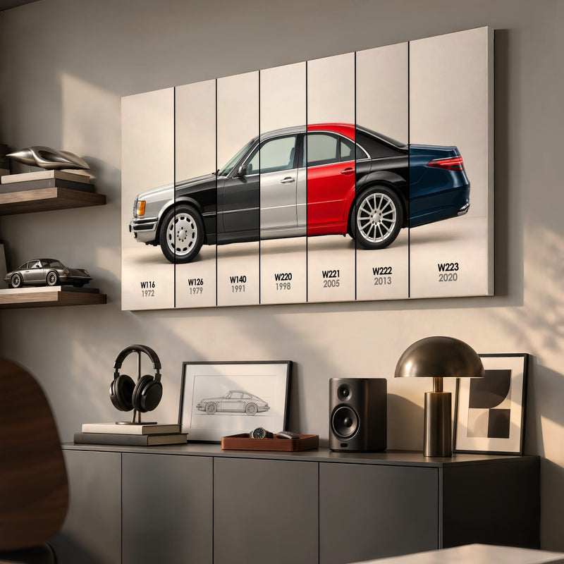 Mercedes-Benz S-Class Evolution Poster & Canvas Wall Art | Caveson Cars