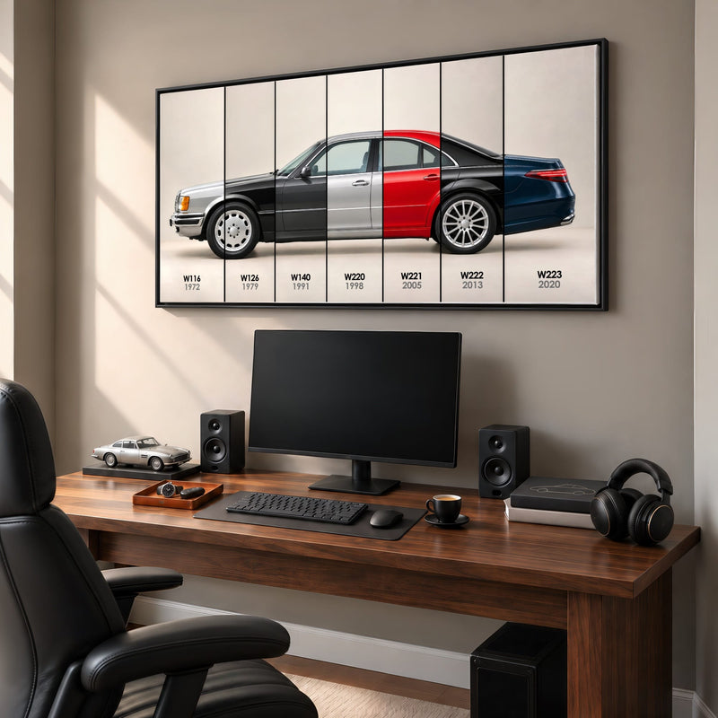 Mercedes-Benz S-Class Evolution Poster & Canvas Wall Art | Caveson Cars
