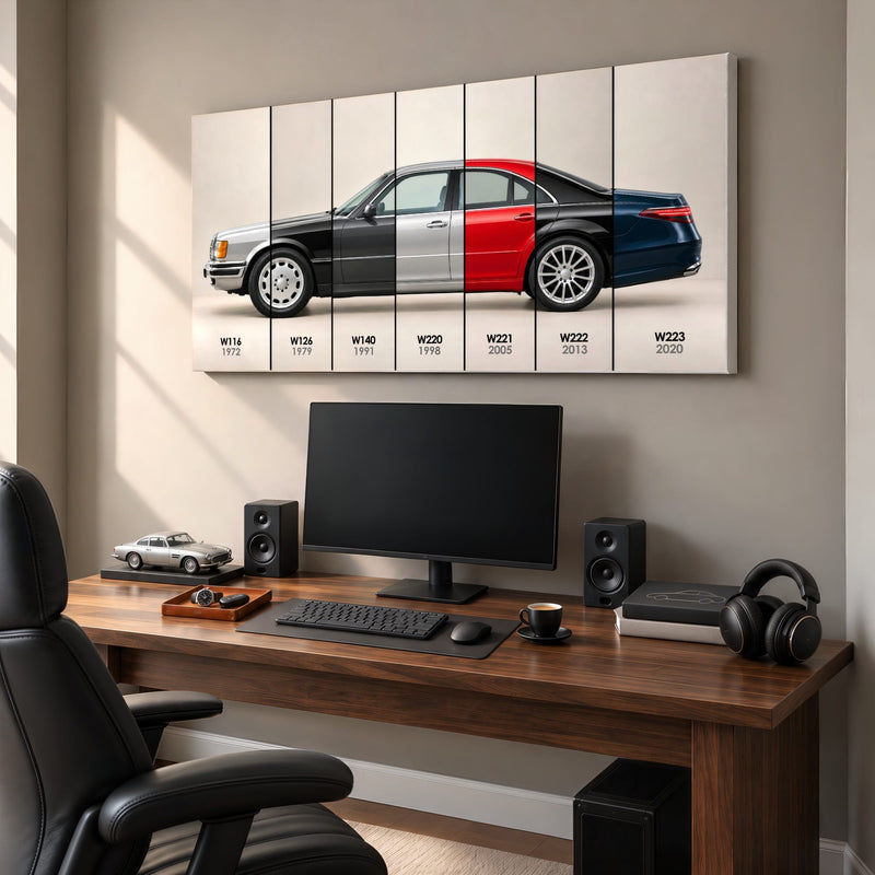 Mercedes-Benz S-Class Evolution Poster & Canvas Wall Art | Caveson Cars