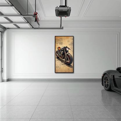 Blueprint Canvas Print – Cafe Racer Motorcycle Mechanical Soul Wall Art Motorcycle