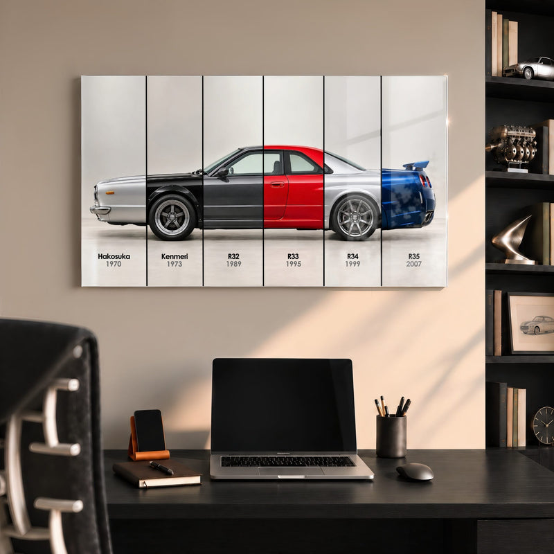 Nissan GT-R Evolution Poster & Canvas Wall Art | Caveson Acrylic Glass / 12х24 / Without Frame Cars
